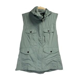 Eddie Bauer Travex Vest Womens Small Green Pockets Hiking Utility Pockets Zip Up